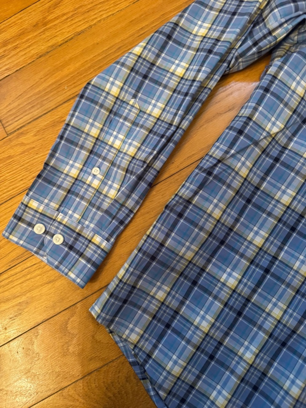 Scottevest Mens Blue Plaid Ozark Button Down Shirt Sz L Casual Office 5 Pocket - Picture 7 of 13